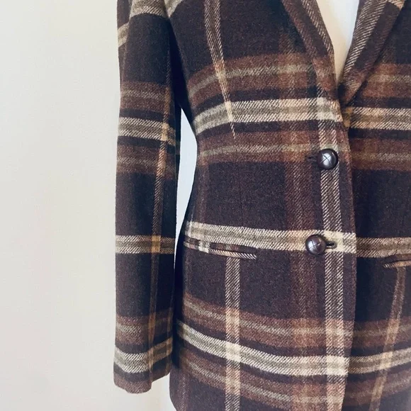 Ralph Lauren Vintage Brown Plaid Women's Blazer RARE - Picture 2 of 7